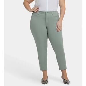 NYDJ Sheri Slim Ankle Plus Size Jeans Frayed Hems Lily Pad Form Fitting Sz: 16